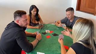A card game ended up in a couple exchange with kel abate and bruna carlos continue on red