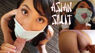 Covid cant keep her asian holes from getting stuffed