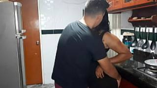 My stepmother gets horny in the kitchen what a rich pussy it has