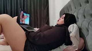 Horny stepmom watches porn to cum