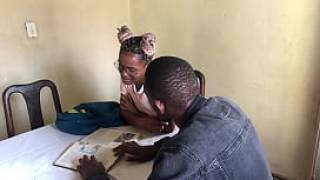 Ebony student takes advantage of her teacher during a lesson