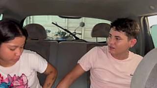 Little latina gets hard fucked in her older stepbrothers car