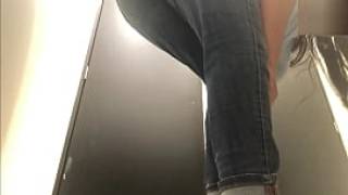 Girl records in the dressing room for her boyfriend